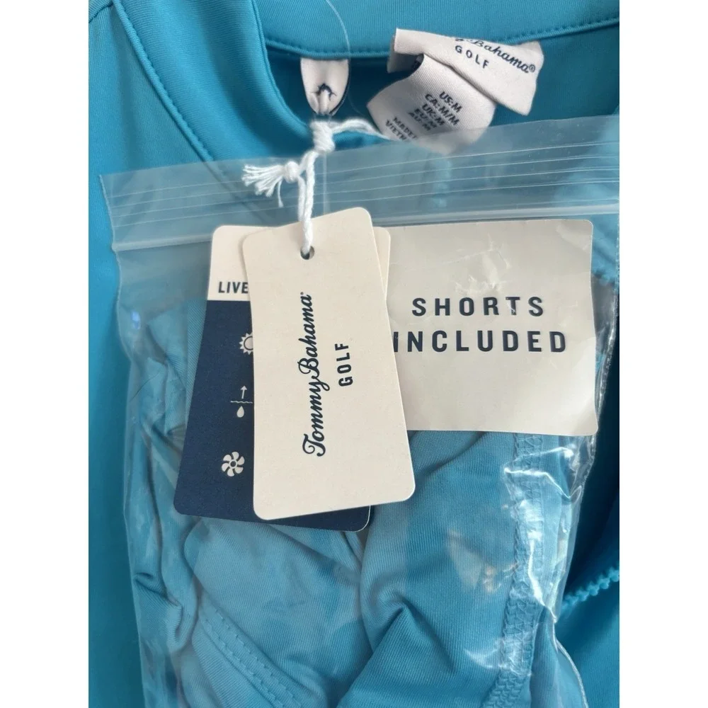 Tommy‎ Bahama Golf Women's Zip Golf Dress Scuba Blue Medium With Matching Shorts